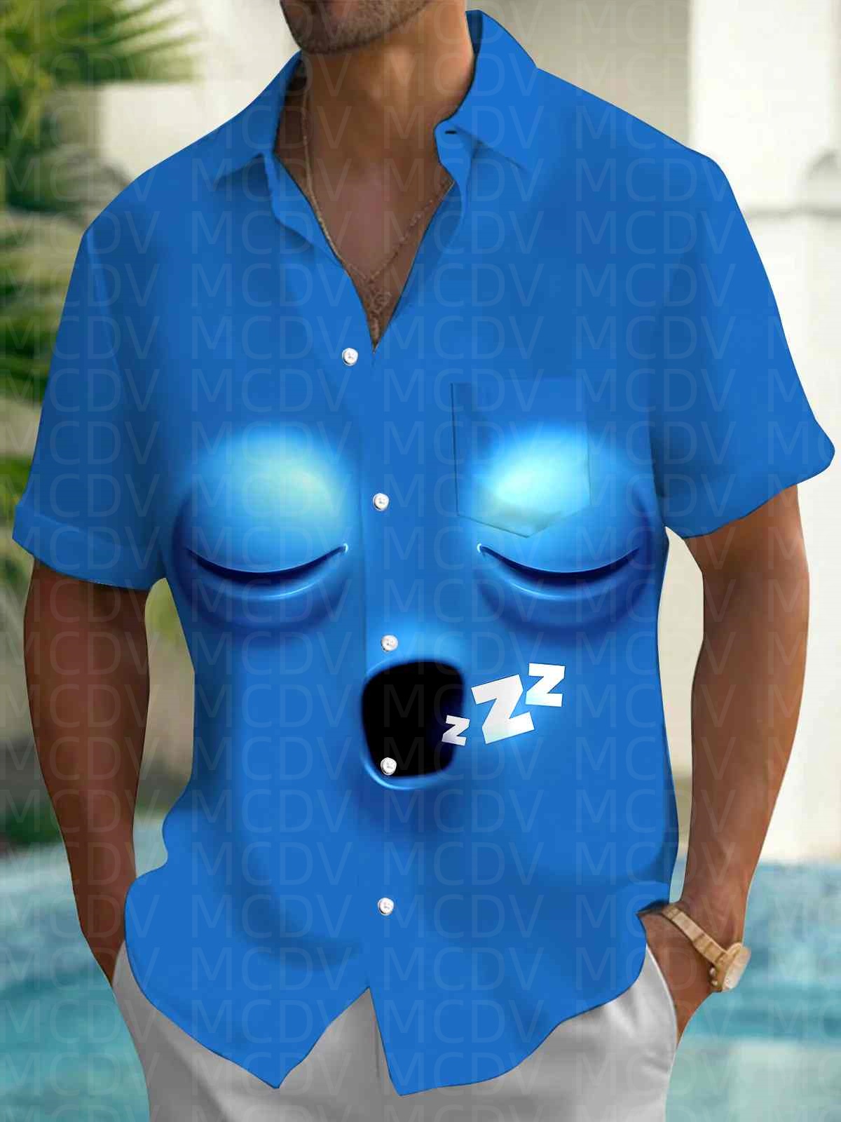 Shirt Camp Collar - Cute Pattern Men's Hawaiian Shirt Stretch