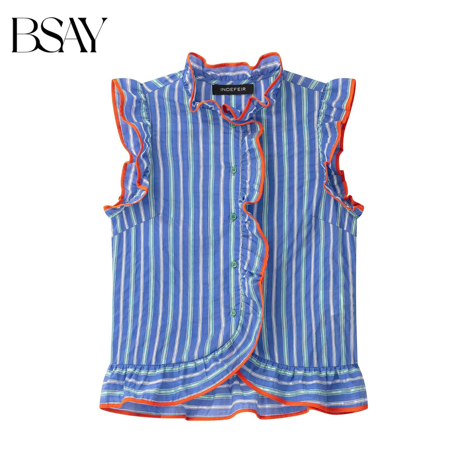 BSAY Women Colorful Striped Sl - Shirt Camp Collar 评论和价格