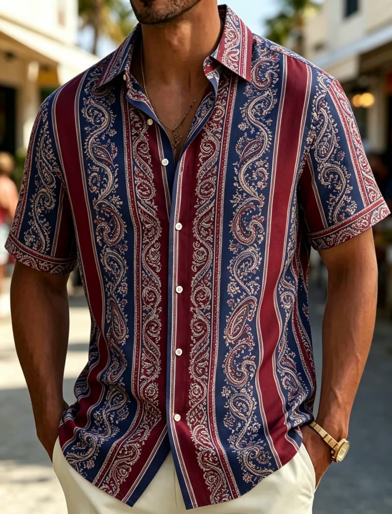 Men's Short Sleeve Shirt Lapel - Resort Shirt Floral 评论和价格