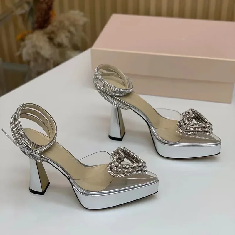Platform Crystal Love Decorati - Casual Sandal Leather 评论和价格